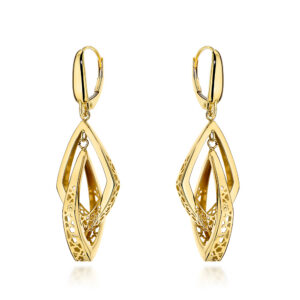 Kolczyki złote podwójne ażurowane romby