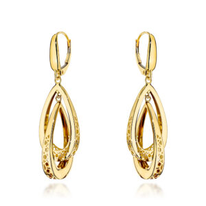 Kolczyki złote podwójne ażurowane łezki