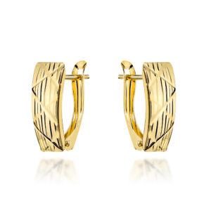 Kolczyki złote zdobione diamentowanymi paskami