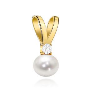 Zawieszka złota z perłą i cyrkonią