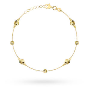 Bransoletka złota z diamentowanymi kółeczkami i kulkami