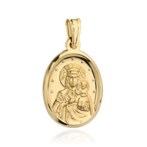 Medalik Matka Boska Częstochowska w gładkim owalu