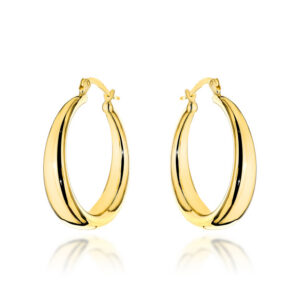 Kolczyki złote koła z szeroką szyną na angielskim zapięciu średnie