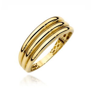 Pierścionek złoty gładki z potrójną szyną