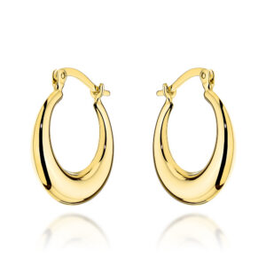 Kolczyki złote koła z zaokrągloną szyną na angielskim zapięciu