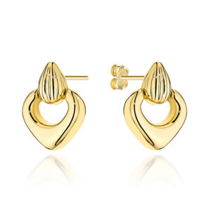 Kolczyki złote żłobiona łezka z wiszącą ruchomą łezką