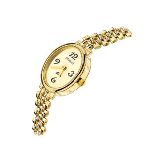 Zegarek złoty z owalną tarczą VII