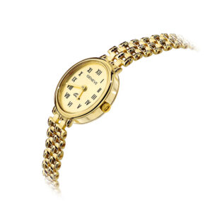 Zegarek złoty z owalną tarczą IX