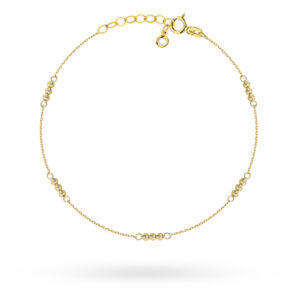 Bransoletka złota potrójne diamentowane kulki na nogę