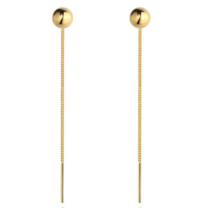Kolczyki złote przewlekane z gładką kuleczką
