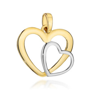 Zawieszka splecione serduszka w dwóch kolorach złota