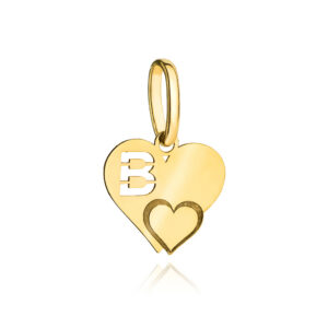 Zawieszka złota literka B z serduszkiem