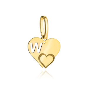 Zawieszka złota literka W z serduszkiem