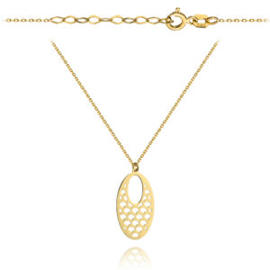 Naszyjnik złoty ażurowy owal na łańcuszku