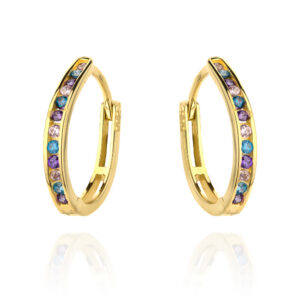 Kolczyki złote i kolorowe cyrkonie