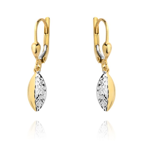 Kolczyki wiszące owal w dwa kolory złota