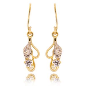 Klasyczne kolczyki ze złota z dekoracyjnym kamieniem.