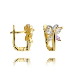 Klasyczne kolczyki ze złota z dekoracyjnym kamieniem.