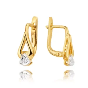 Klasyczne kolczyki ze złota z dekoracyjnym kamieniem.