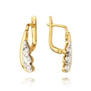 Klasyczne kolczyki ze złota z dekoracyjnym kamieniem.