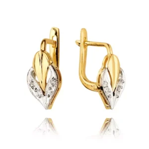 Klasyczne kolczyki ze złota z dekoracyjnym kamieniem.