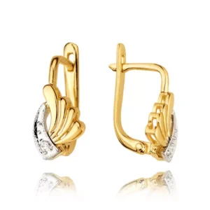 Klasyczne kolczyki ze złota z dekoracyjnym kamieniem.