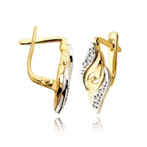 Eleganckie kolczyki ze złota z subtelnym blaskiem kamieni.