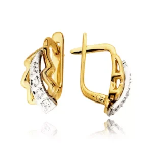 Klasyczne kolczyki ze złota z dekoracyjnym kamieniem.