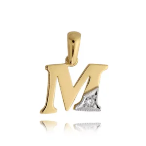 Złoty symbol imienia w biżuteryjnej formie.