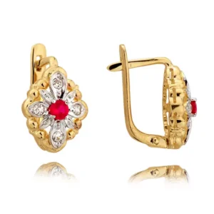 Eleganckie kolczyki ze złota z subtelnym blaskiem kamieni.