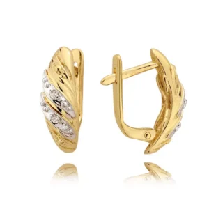 Klasyczne kolczyki ze złota z dekoracyjnym kamieniem.