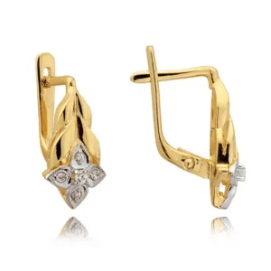 Klasyczne kolczyki ze złota z dekoracyjnym kamieniem.