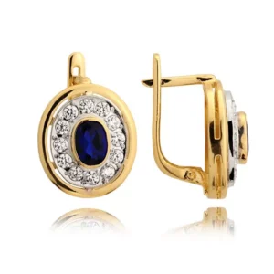 Klasyczne kolczyki ze złota z dekoracyjnym kamieniem.