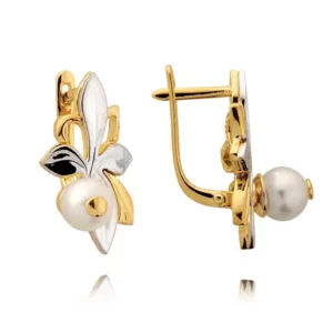 Eleganckie kolczyki ze złota z subtelnym blaskiem kamieni.