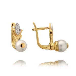 Klasyczne kolczyki ze złota z dekoracyjnym kamieniem.