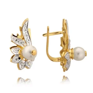 Klasyczne kolczyki ze złota z dekoracyjnym kamieniem.