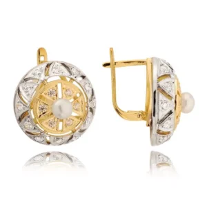 Klasyczne kolczyki ze złota z dekoracyjnym kamieniem.