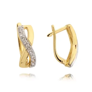 Eleganckie kolczyki ze złota z subtelnym blaskiem kamieni.