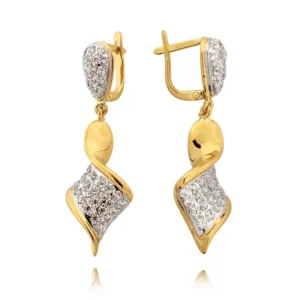 Eleganckie kolczyki ze złota z subtelnym blaskiem kamieni.