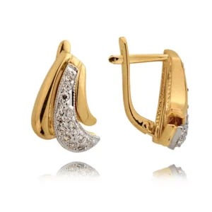 Klasyczne kolczyki ze złota z dekoracyjnym kamieniem.