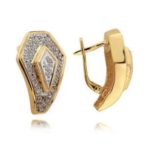 Eleganckie kolczyki ze złota z subtelnym blaskiem kamieni.