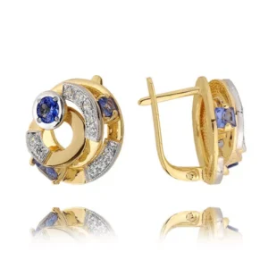 Eleganckie kolczyki ze złota z subtelnym blaskiem kamieni.