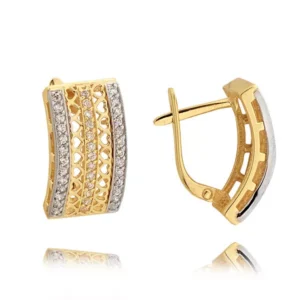 Eleganckie kolczyki ze złota z subtelnym blaskiem kamieni.