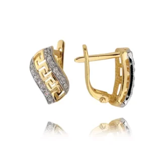 Klasyczne kolczyki ze złota z dekoracyjnym kamieniem.