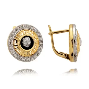 Klasyczne kolczyki ze złota z dekoracyjnym kamieniem.