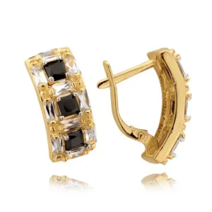 Klasyczne kolczyki ze złota z dekoracyjnym kamieniem.