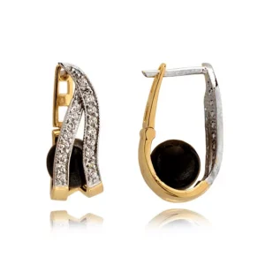 Klasyczne kolczyki ze złota z dekoracyjnym kamieniem.