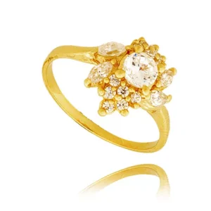 Pierścionek ze złota łączący klasykę z nowoczesnością.