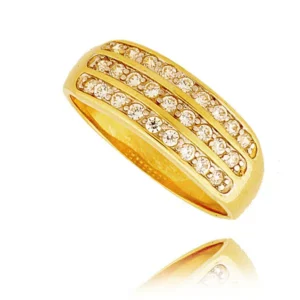 Pierścionek ze złota łączący klasykę z nowoczesnością.