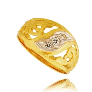 Pierścionek ze złota łączący klasykę z nowoczesnością.